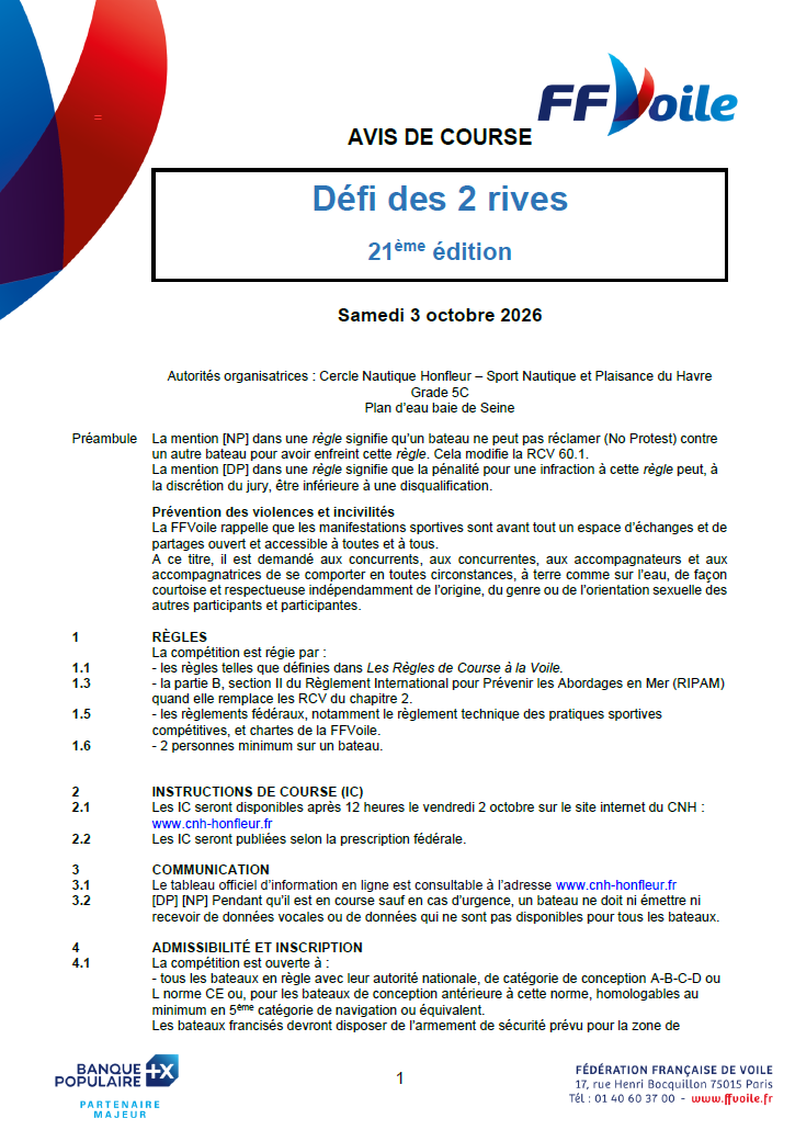 Défi des 2 rives 2026 Défi des 2 rives 2026